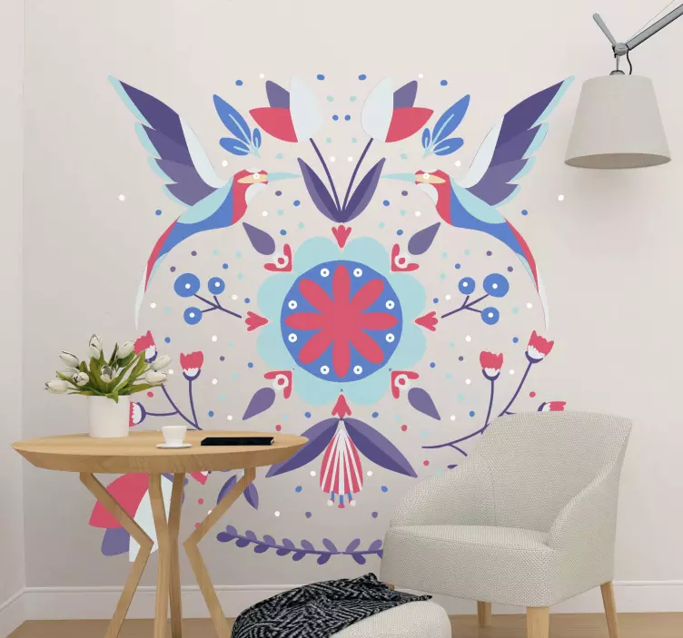 Polish traditional art floral wall decal - TenStickers