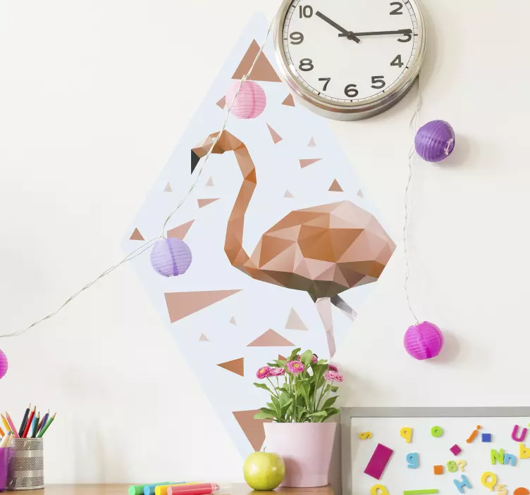Polygonal flamingo animals bird wall sticker - TenStickers