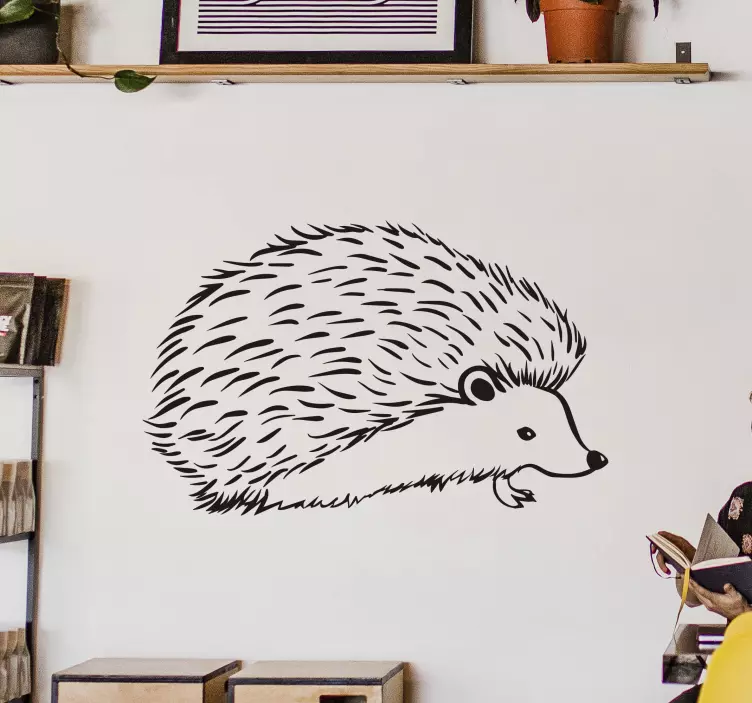 Porcupine drawing wall sticker - TenStickers