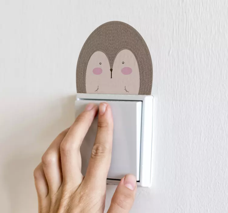 Porcupine drawn with name light switch sticker - TenStickers