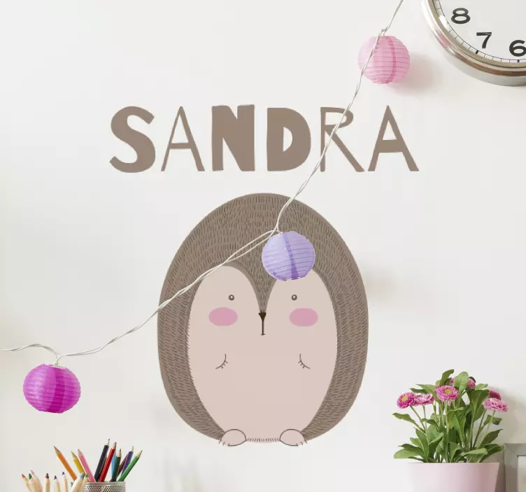 Porcupine drawn with name wall sticker - TenStickers