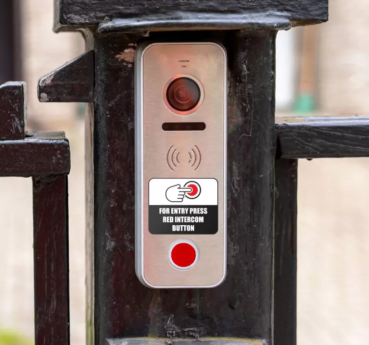 Press the red intercom button. vinyl sign - TenStickers