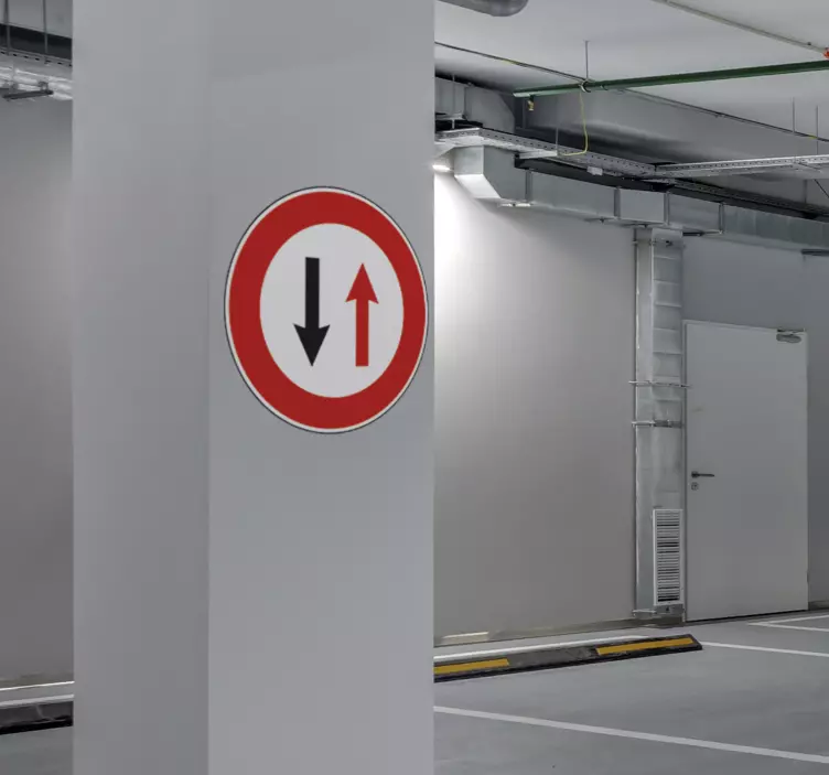 Priority to Oncoming Traffic Sign Sticker - TenStickers