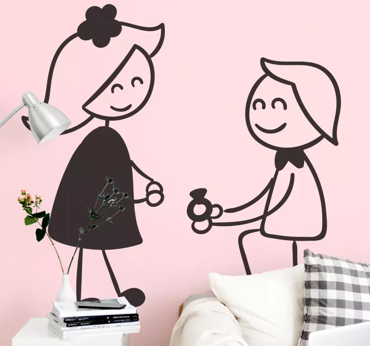 Proposal with flower drawing wedding sticker - TenStickers
