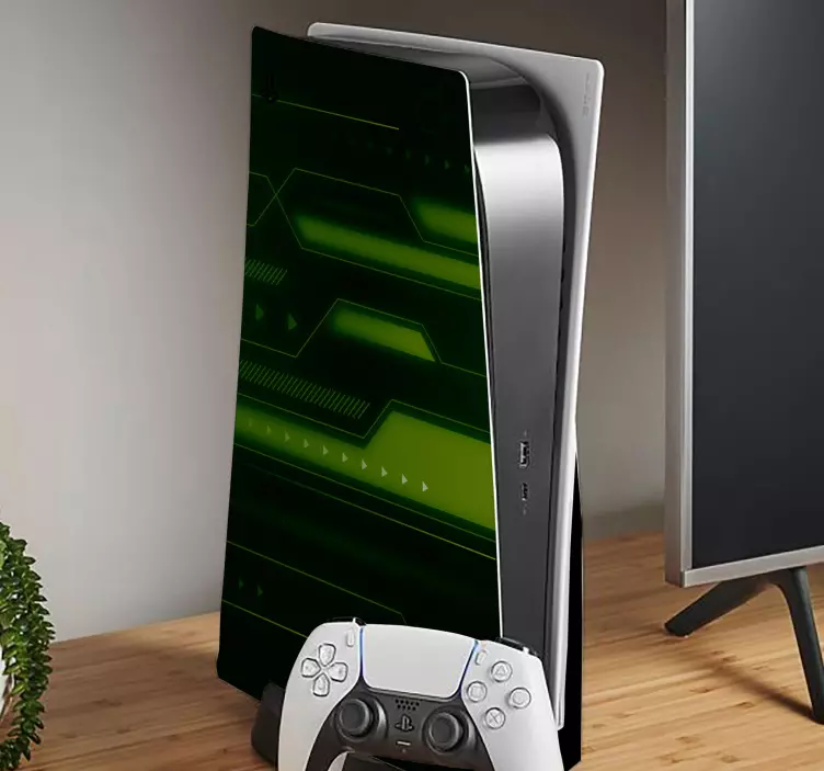 Ps5 skin green technology patterns - TenStickers