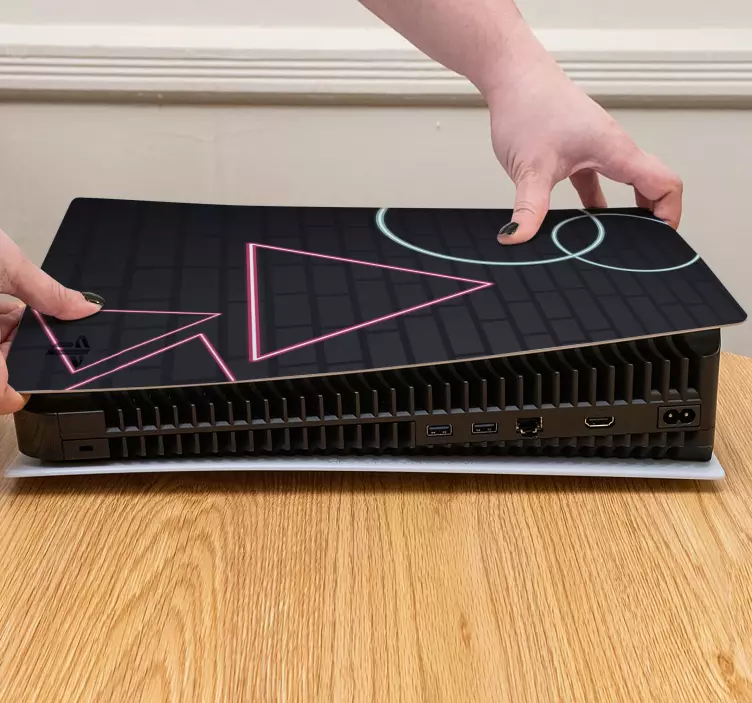 Ps5 skin with geometric shapes on surface - TenStickers