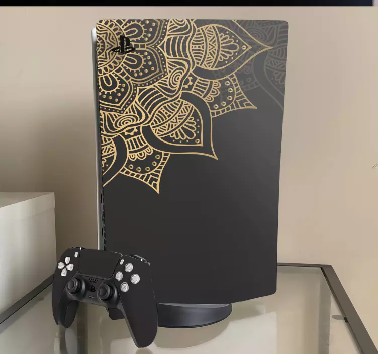 Ps5 skin with golden mandala patterns - TenStickers