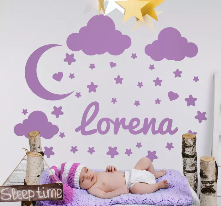 Rain of stars with name illustration decal - TenStickers