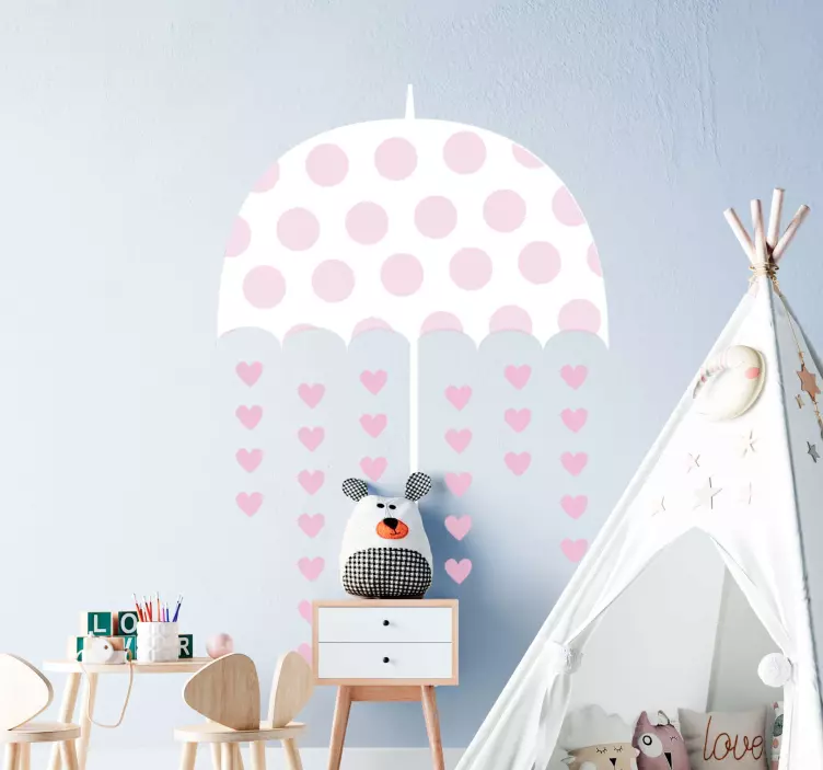 Raining hearts children bedroom wall sticker - TenStickers