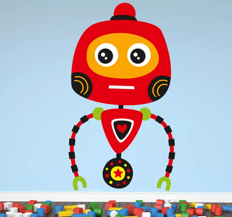 Red Robot Kids Sticker - TenStickers