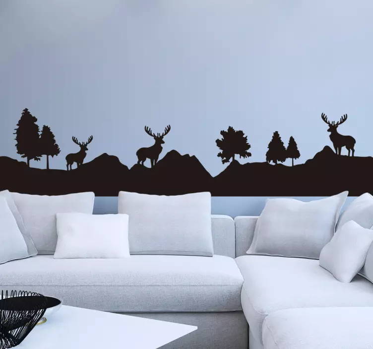 Reindeer scenery silhoutee wild animal decal - TenStickers