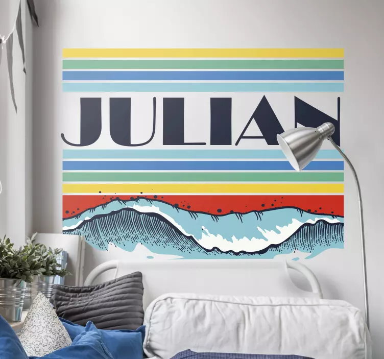 Retro waves Personalized sticker - TenStickers