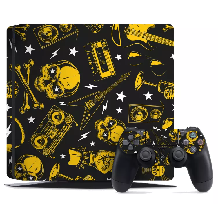 rock and roll seamless pattern PS4 sticker - TenStickers