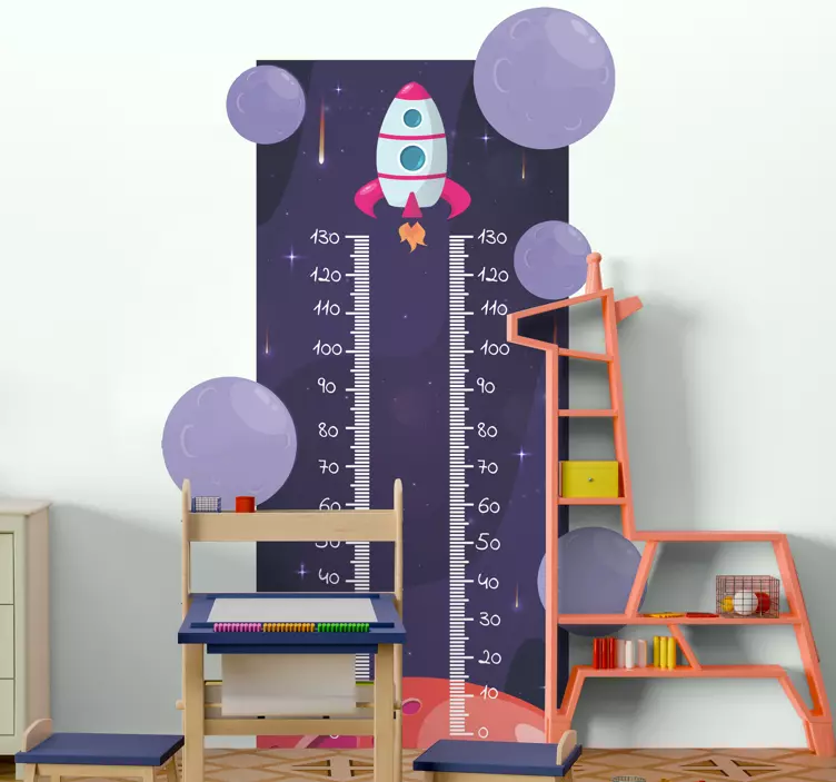 Rocket height chart wall sticker - TenStickers