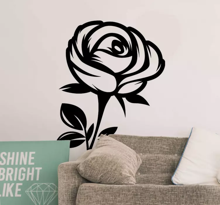 Rose silhouette monocolour flower wall sticker - TenStickers