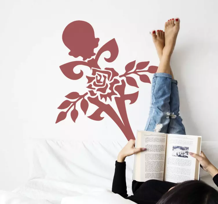 Rose skull sword flower wall sticker - TenStickers