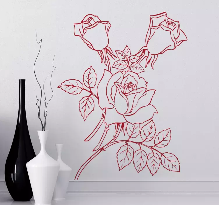 Rose Stem Outline Decal - TenStickers