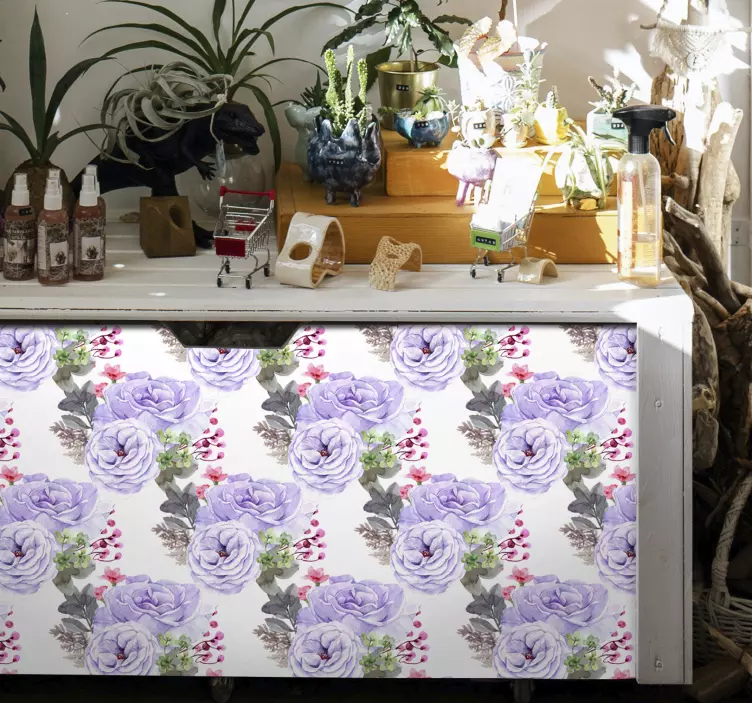 Roses purple shadows nordic furniture sticker - TenStickers