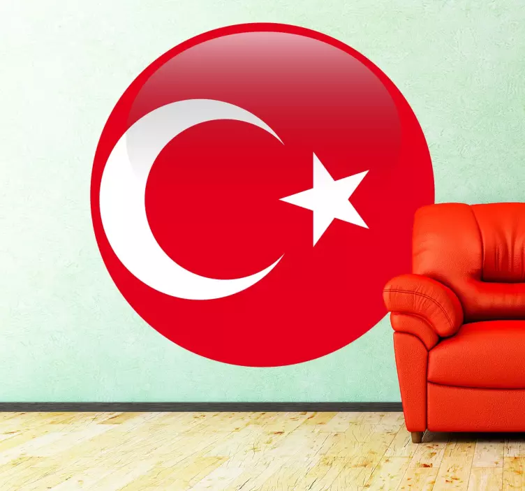 Round Turkish Flag Sticker - TenStickers