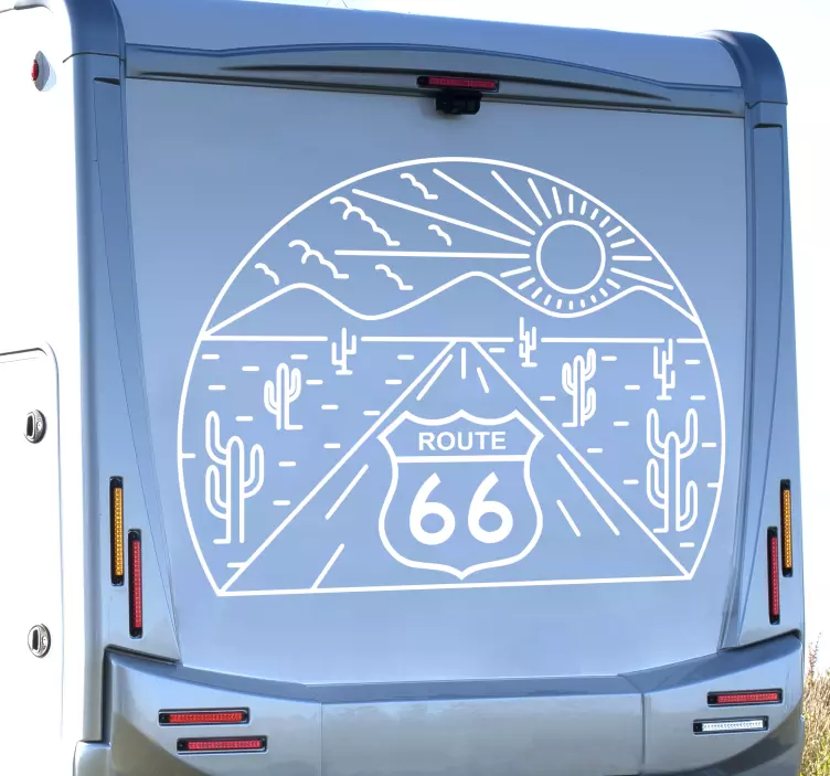 Route 66 road trip motorhome skyline sticker - TenStickers