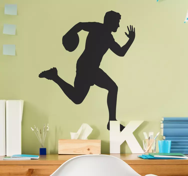Rugbyman runing rugby wall sticker - TenStickers