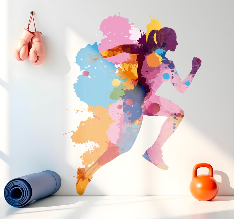Running woman painting olympic sports sticker - TenStickers