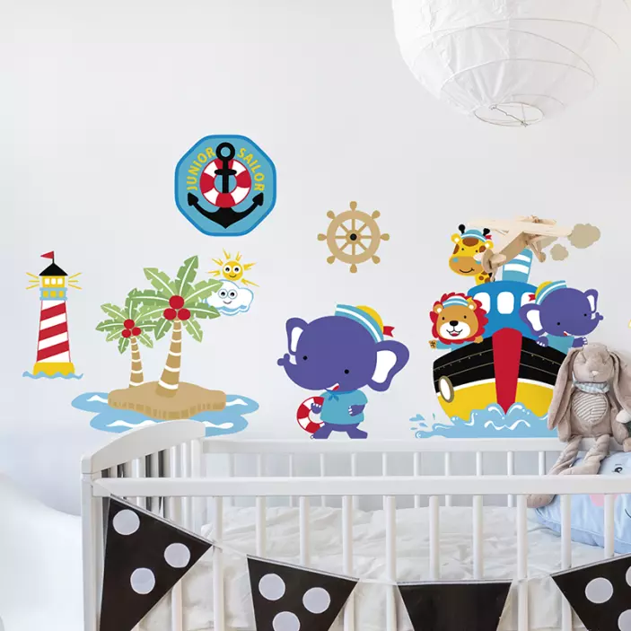 Sailboat, lighthouse and anchor wall sticker - TenStickers