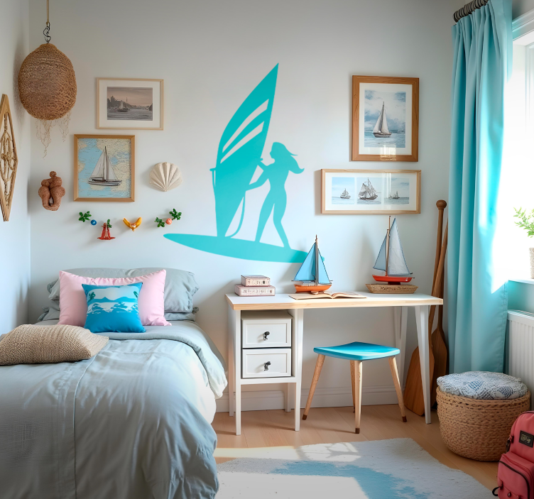 Sailing girl surf sticker - TenStickers