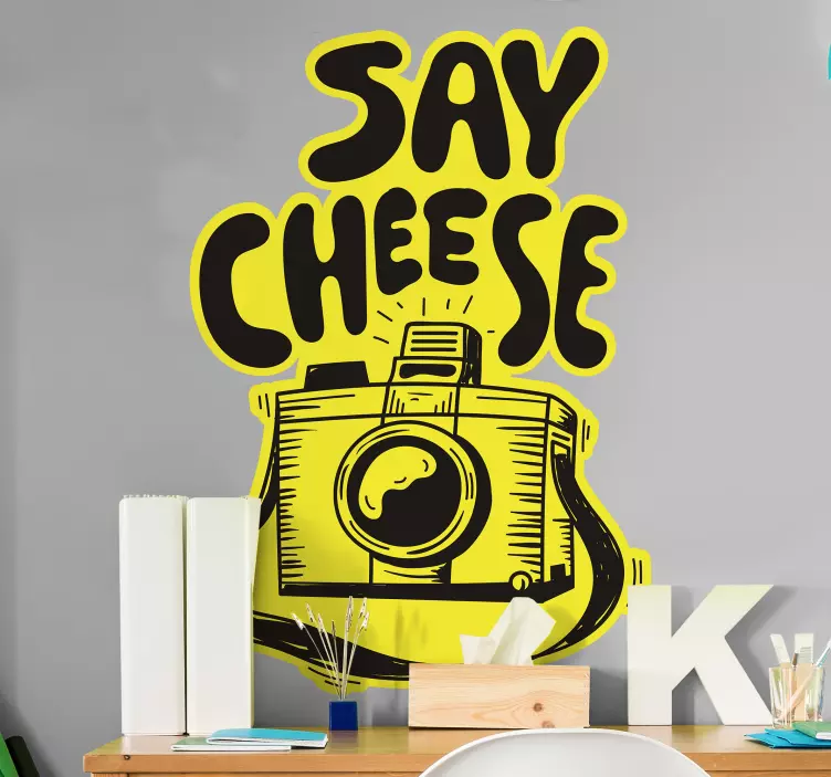Say cheese text wall sticker - TenStickers