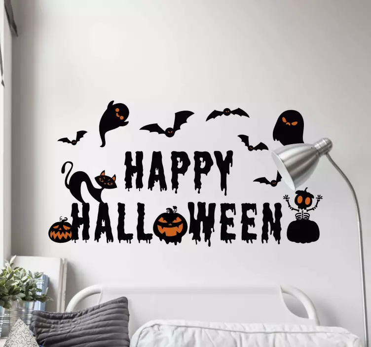 Text with different creature Halloween decal - TenStickers