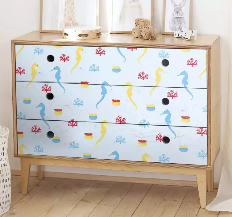 Sea horse and coral  furniture sticker - TenStickers