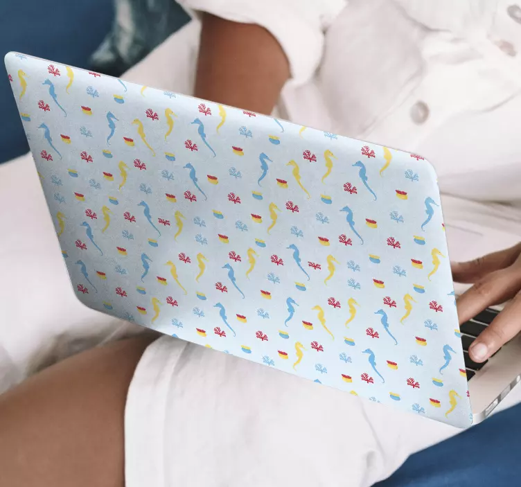 Sea horse and coral  laptop skins - TenStickers