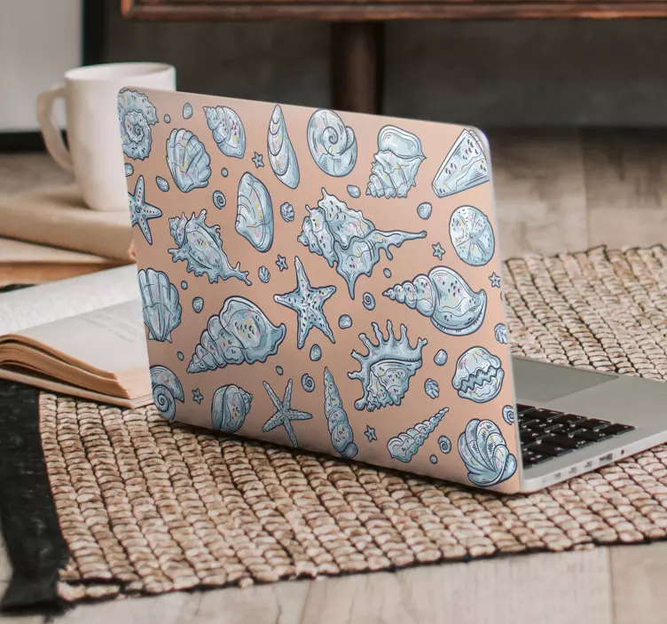 Seashell Sketches laptop skins sticker - TenStickers