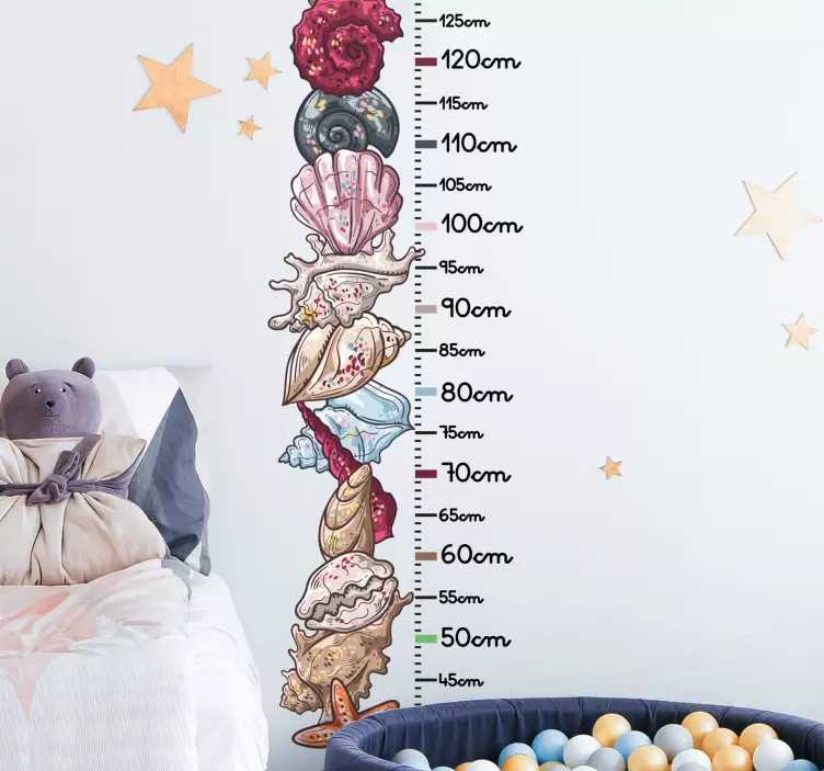 Seashell Sketches height chart wall sticker - TenStickers