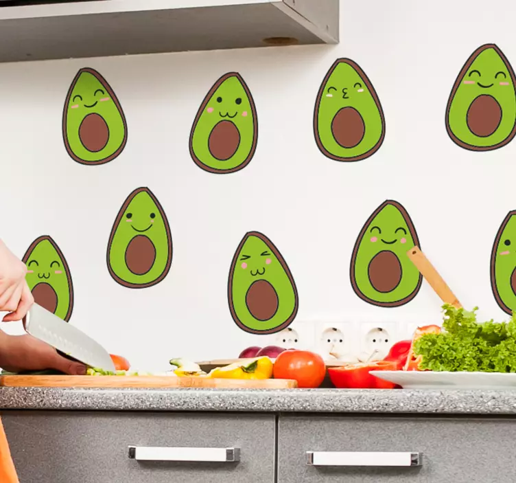 Set happy avocados fruit sticker - TenStickers