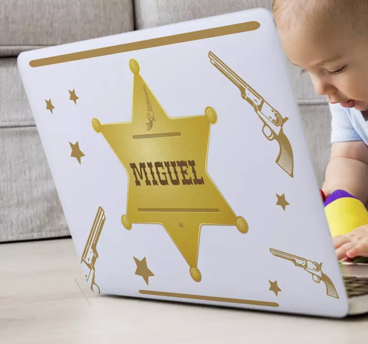 Sheriff badge with name laptop sticker - TenStickers