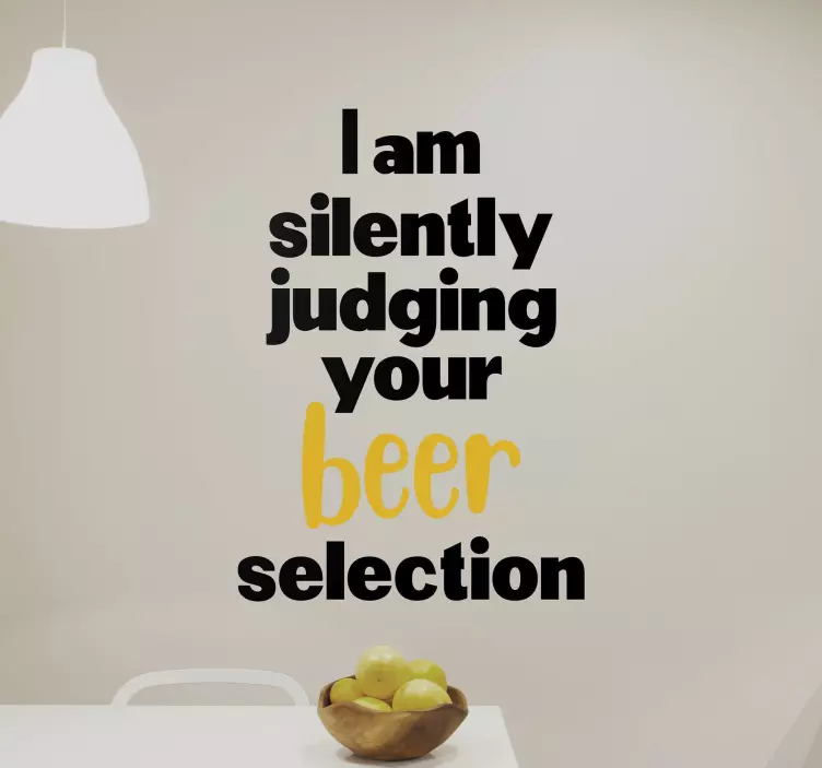 Silently judging beer drink sticker - TenStickers