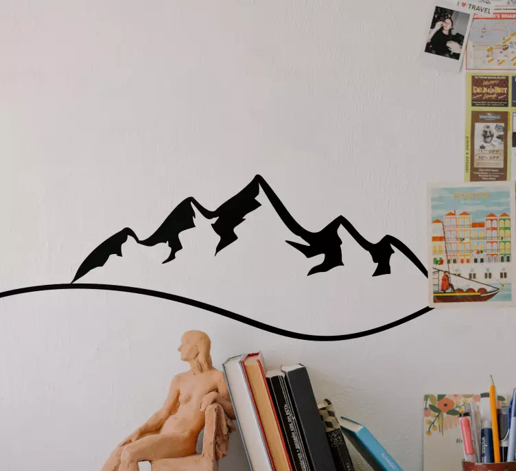 Silhouette mountain with hill nature sticker - TenStickers