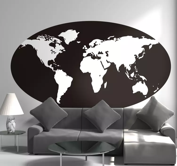Simplified style world map wall sticker - TenStickers