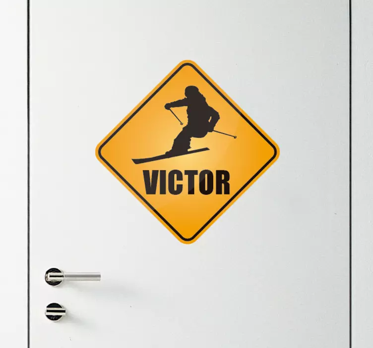 Ski with Name Customisable Sticker - TenStickers