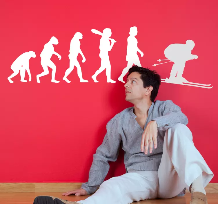 Skier Human Evolution wall sticker - TenStickers