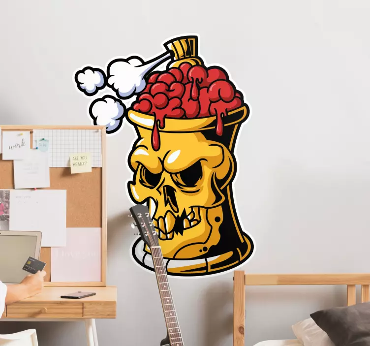 Skull paint can object sticker - TenStickers