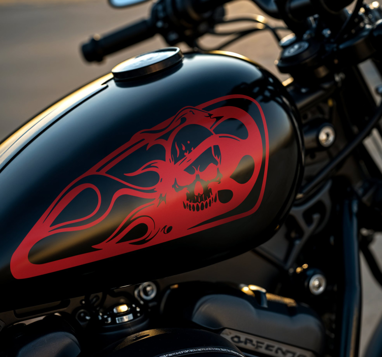 Skull in fire motorcycle sticker - TenStickers