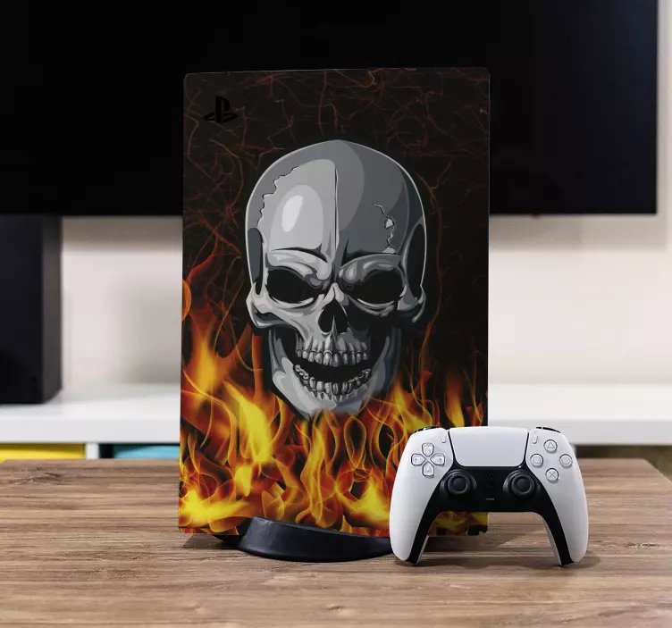 skull on flames PS5 stickers - TenStickers