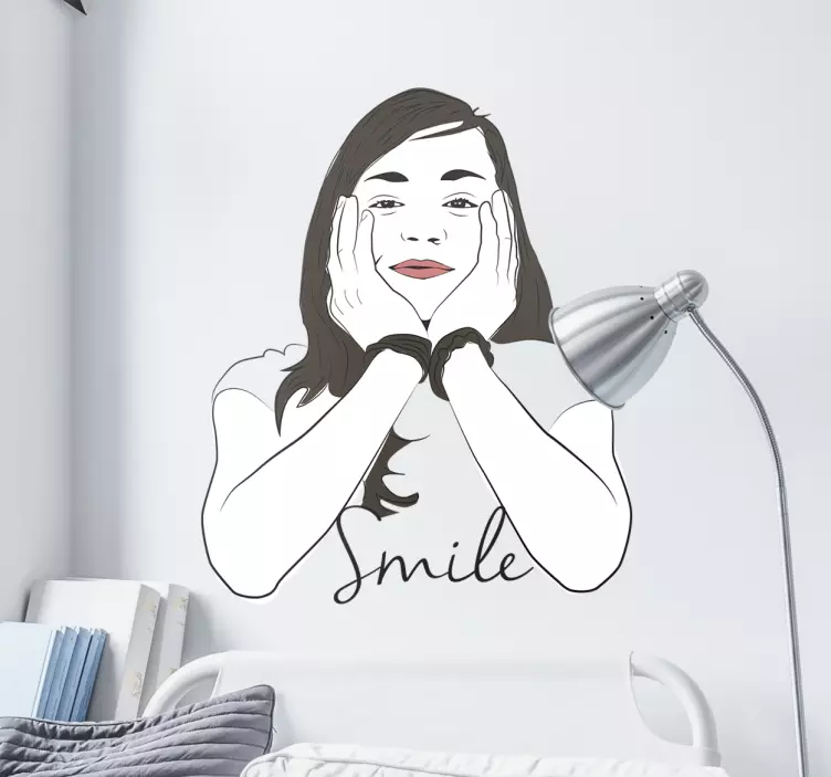 Smile lady portrait wall sticker - TenStickers