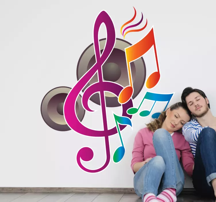 Speakers and Musical Notes Wall Sticker - TenStickers