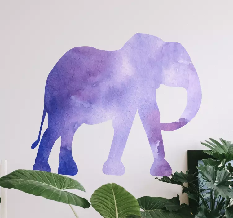 Splash color blue and purple elephant sticker - TenStickers