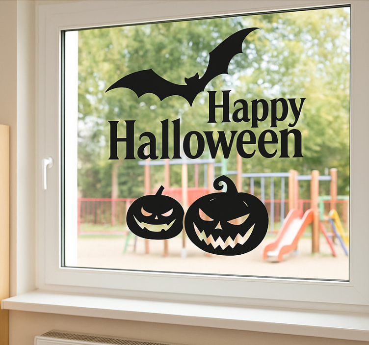 Spooky Halloween pumpkins window sticker - TenStickers