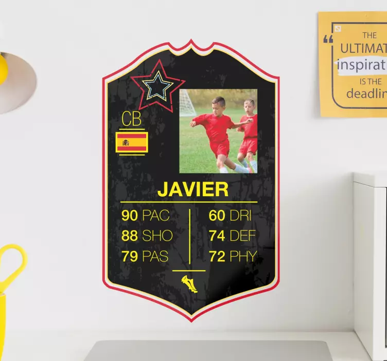 Star card player football wall sticker - TenStickers