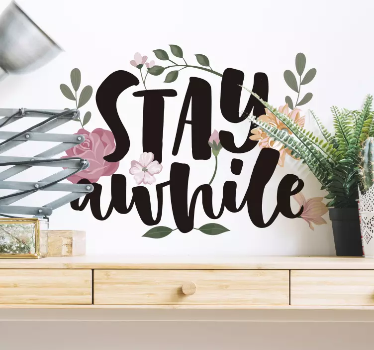 Stay A while plant wall sticker - TenStickers